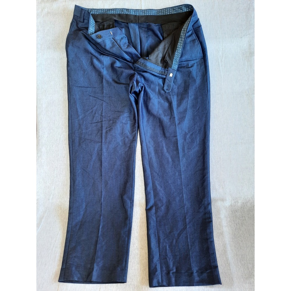 Lauren Ralph Lauren Men 40WX32L  Pleated Lined Dress Pants Navy Blue Rayon Blend